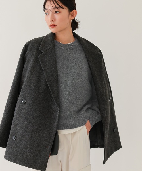 UR'S（ユアーズ）の「ヤクライククルーネックニット（ニット/セーター・レディース・レッド/杢グレー/ダークブラウン/ブラック/ホワイト・M/L/S）」の19枚目の写真