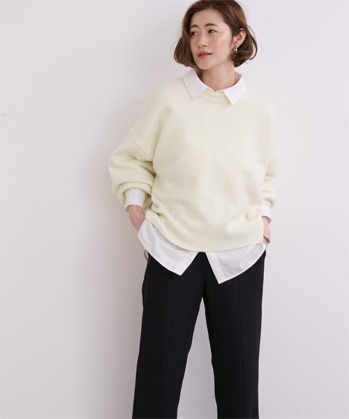 UR'S（ユアーズ）の「ヤクライククルーネックニット（ニット/セーター・レディース・レッド/杢グレー/ダークブラウン/ブラック/ホワイト・M/L/S）」の9枚目の写真