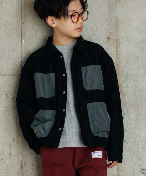 MAKE YOUR DAY（メイクユアデイ）の「バイカラージャケット■150.160cm（その他アウター・キッズ・ブラック/カーキ・150/160）」の2枚目の写真