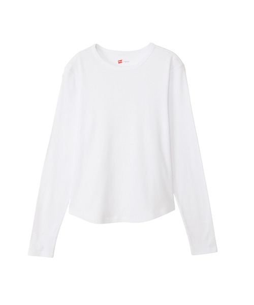 HANES(ヘインズ)の「【Hanes/ヘインズ】レディース ロングTシャツ(Tシャツ/カットソー・レディース・ホワイト/ブラック・FREE)」の1枚目の写真