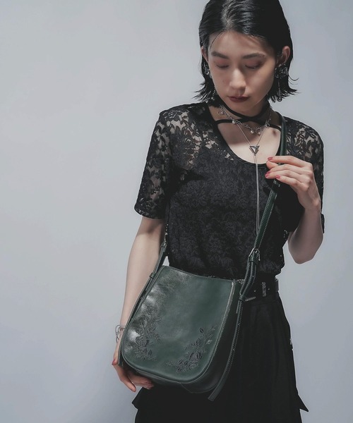 HARE（ハレ）の「シシュウミニショルダーバッグ(HARE)（ショルダーバッグ・レディース・ブラック/グリーン・FREE）」の7枚目の写真