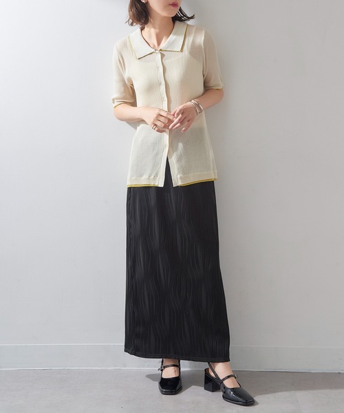 MAISON BREEZE reveur（メゾンブリーズレヴール）の「【MAISON BREEZE reveur】配色リブニットポロシャツ DTK（ポロシャツ・レディース・チャコールグレー/グレー/ブラウン/アイボリー・FREE）」の22枚目の写真