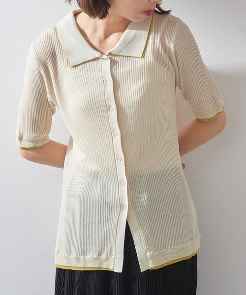 MAISON BREEZE reveur（メゾンブリーズレヴール）の「【MAISON BREEZE reveur】配色リブニットポロシャツ DTK（ポロシャツ・レディース・チャコールグレー/グレー/ブラウン/アイボリー・FREE）」の17枚目の写真