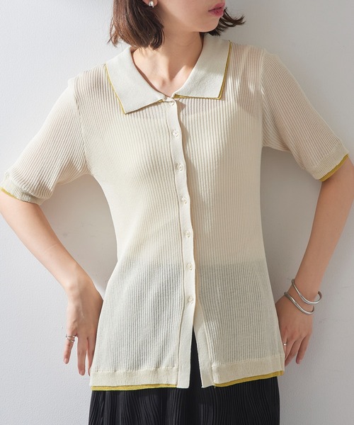 MAISON BREEZE reveur（メゾンブリーズレヴール）の「【MAISON BREEZE reveur】配色リブニットポロシャツ DTK（ポロシャツ・レディース・チャコールグレー/グレー/ブラウン/アイボリー・FREE）」の18枚目の写真