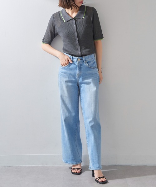 MAISON BREEZE reveur（メゾンブリーズレヴール）の「【MAISON BREEZE reveur】配色リブニットポロシャツ DTK（ポロシャツ・レディース・チャコールグレー/グレー/ブラウン/アイボリー・FREE）」の7枚目の写真