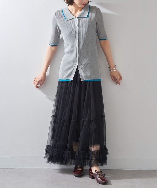 MAISON BREEZE reveur（メゾンブリーズレヴール）の「【MAISON BREEZE reveur】配色リブニットポロシャツ DTK（ポロシャツ・レディース・チャコールグレー/グレー/ブラウン/アイボリー・FREE）」の11枚目の写真