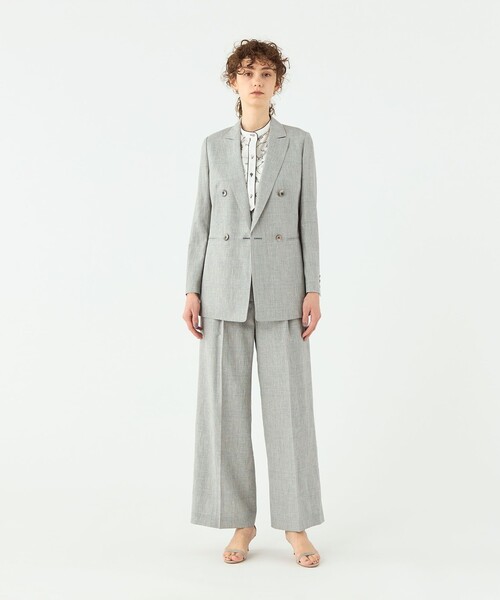 TOMORROWLAND collection(トゥモローランドコレクション)の「サマーグレンチェック タックワイドパンツ(その他パンツ・レディース・ベージュ系その他/グレー系その他2・36/34/32)」の3枚目の写真