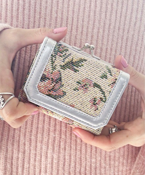 Casselini（キャセリーニ）の「Casselini(キャセリーニ)ジャガードウォレット（財布・レディース・サックスブルー/オレンジ/ブラック/ベージュ/グレー/ピンク・FREE）」の3枚目の写真