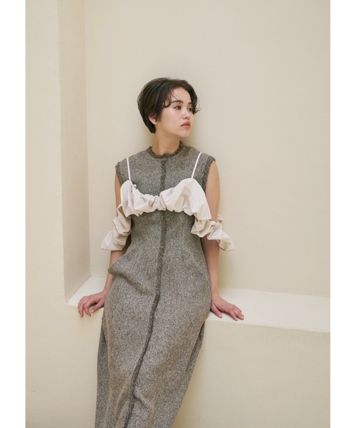 NOTREemor（ノートルエモア）の「shell silhouette bustier（ワンピース・レディース・ブラック/ライトベージュ/ホワイト系その他・FREE）」の3枚目の写真