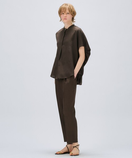 cloenc（クロエンス）の「【セットアップ／手洗い可】ドライタッチバルーンフォルムブラウス（シャツ/ブラウス・レディース・グレー/ダークブラウン/スミクロ・02）」の7枚目の写真