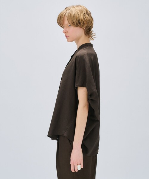 cloenc（クロエンス）の「【セットアップ／手洗い可】ドライタッチバルーンフォルムブラウス（シャツ/ブラウス・レディース・グレー/ダークブラウン/スミクロ・02）」の9枚目の写真