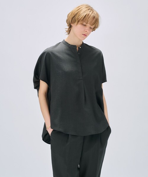 cloenc（クロエンス）の「【セットアップ／手洗い可】ドライタッチバルーンフォルムブラウス（シャツ/ブラウス・レディース・グレー/ダークブラウン/スミクロ・02）」の13枚目の写真