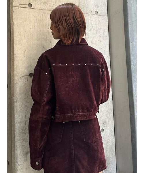 MURUA(ムルーア)の「【セットアップ対応】フロッキーデニムジャケット(デニムジャケット・レディース・グレー/ブラック/ボルドー・FREE)」の14枚目の写真