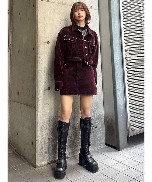 MURUA(ムルーア)の「【セットアップ対応】フロッキーデニムジャケット(デニムジャケット・レディース・グレー/ブラック/ボルドー・FREE)」の15枚目の写真