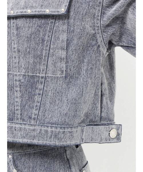 MURUA(ムルーア)の「【セットアップ対応】フロッキーデニムジャケット(デニムジャケット・レディース・グレー/ブラック/ボルドー・FREE)」の6枚目の写真