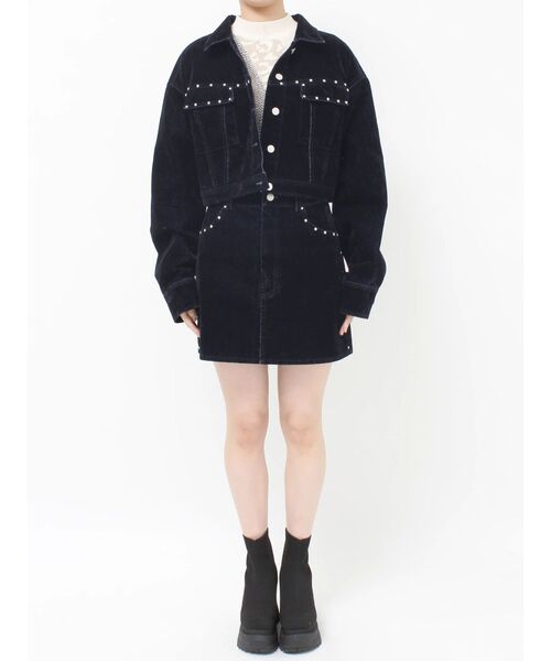 MURUA(ムルーア)の「【セットアップ対応】フロッキーデニムジャケット(デニムジャケット・レディース・グレー/ブラック/ボルドー・FREE)」の22枚目の写真