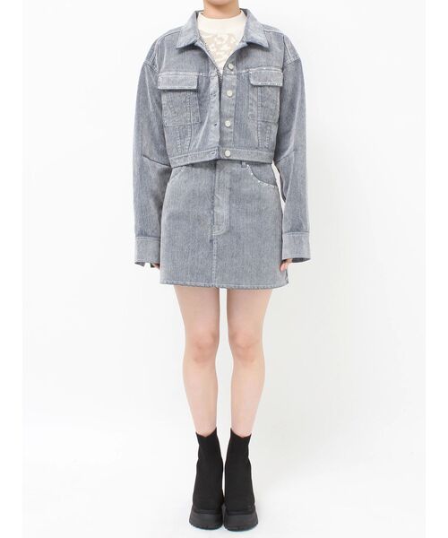 MURUA(ムルーア)の「【セットアップ対応】フロッキーデニムジャケット(デニムジャケット・レディース・グレー/ブラック/ボルドー・FREE)」の20枚目の写真