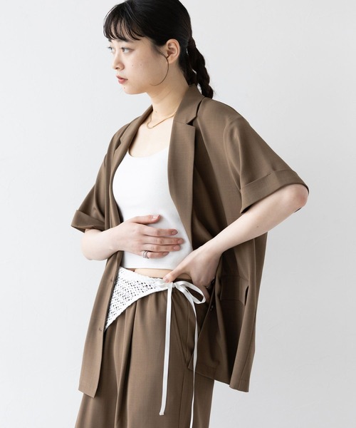 RAGEBLUE（レイジブルー）の「ハーフスリーブルーズジャケット/セットアップ対応（テーラードジャケット・レディース・ブラック/グレー系/ブラウン/イエロー系・FREE）」の4枚目の写真