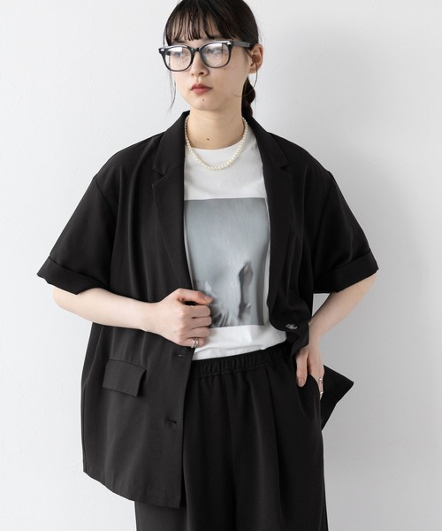 RAGEBLUE（レイジブルー）の「ハーフスリーブルーズジャケット/セットアップ対応（テーラードジャケット・レディース・ブラック/グレー系/ブラウン/イエロー系・FREE）」の2枚目の写真