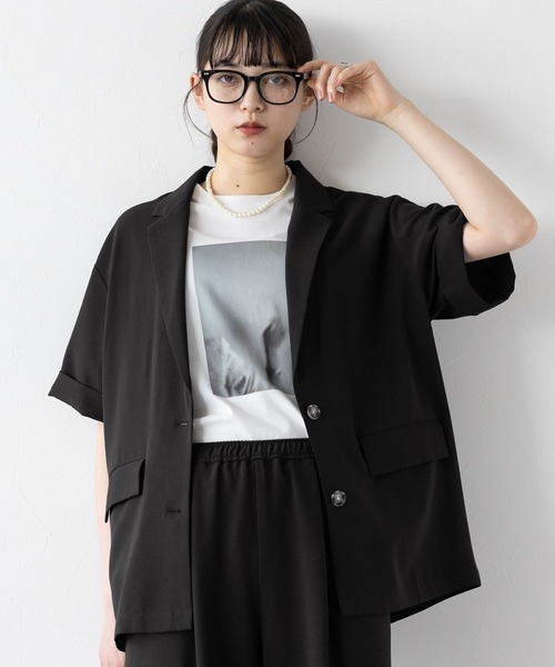 RAGEBLUE（レイジブルー）の「ハーフスリーブルーズジャケット/セットアップ対応（テーラードジャケット・レディース・ブラック/グレー系/ブラウン/イエロー系・FREE）」の10枚目の写真