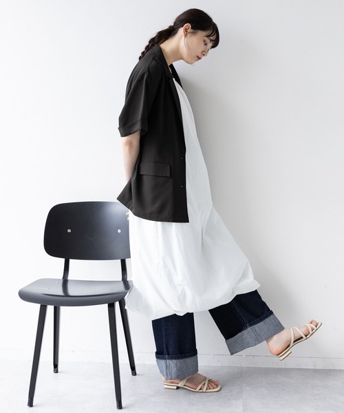 RAGEBLUE（レイジブルー）の「ハーフスリーブルーズジャケット/セットアップ対応（テーラードジャケット・レディース・ブラック/グレー系/ブラウン/イエロー系・FREE）」の7枚目の写真