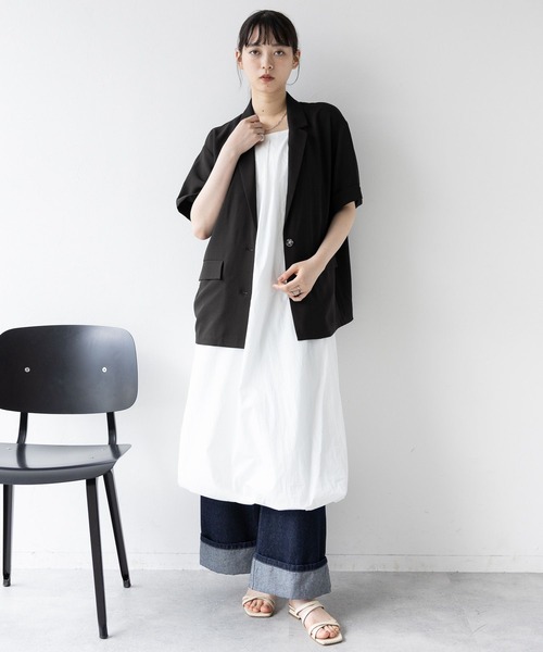 RAGEBLUE（レイジブルー）の「ハーフスリーブルーズジャケット/セットアップ対応（テーラードジャケット・レディース・ブラック/グレー系/ブラウン/イエロー系・FREE）」の6枚目の写真