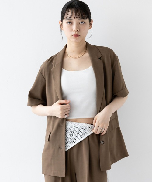 RAGEBLUE（レイジブルー）の「ハーフスリーブルーズジャケット/セットアップ対応（テーラードジャケット・レディース・ブラック/グレー系/ブラウン/イエロー系・FREE）」の20枚目の写真