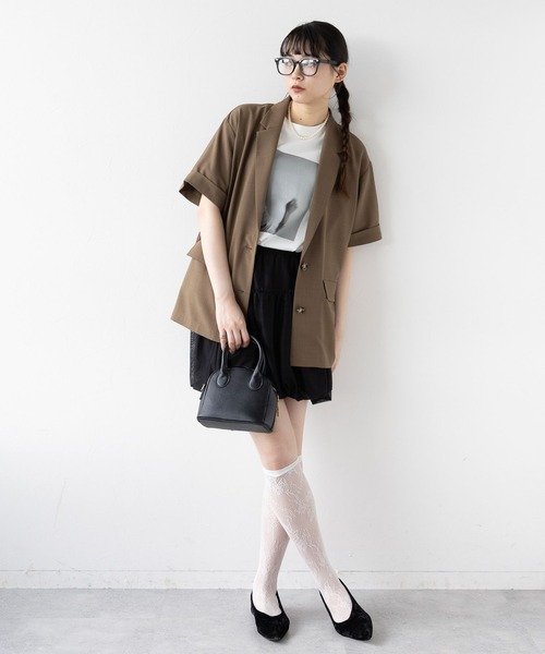 RAGEBLUE（レイジブルー）の「ハーフスリーブルーズジャケット/セットアップ対応（テーラードジャケット・レディース・ブラック/グレー系/ブラウン/イエロー系・FREE）」の17枚目の写真