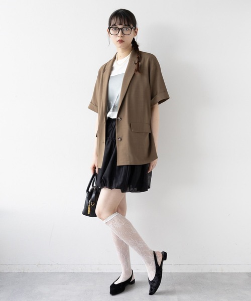 RAGEBLUE（レイジブルー）の「ハーフスリーブルーズジャケット/セットアップ対応（テーラードジャケット・レディース・ブラック/グレー系/ブラウン/イエロー系・FREE）」の16枚目の写真