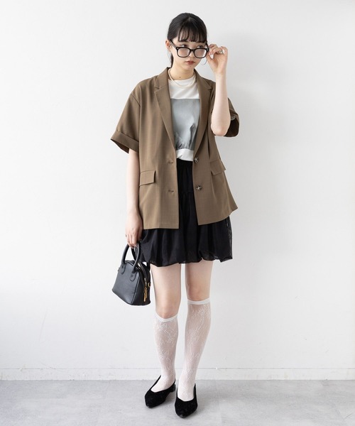 RAGEBLUE（レイジブルー）の「ハーフスリーブルーズジャケット/セットアップ対応（テーラードジャケット・レディース・ブラック/グレー系/ブラウン/イエロー系・FREE）」の15枚目の写真