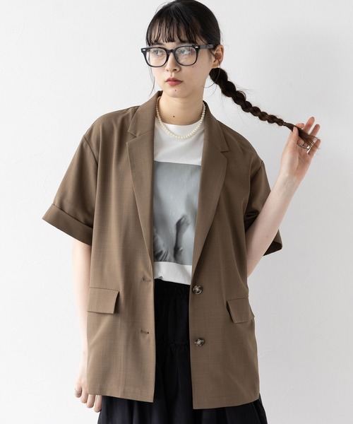 RAGEBLUE（レイジブルー）の「ハーフスリーブルーズジャケット/セットアップ対応（テーラードジャケット・レディース・ブラック/グレー系/ブラウン/イエロー系・FREE）」の14枚目の写真