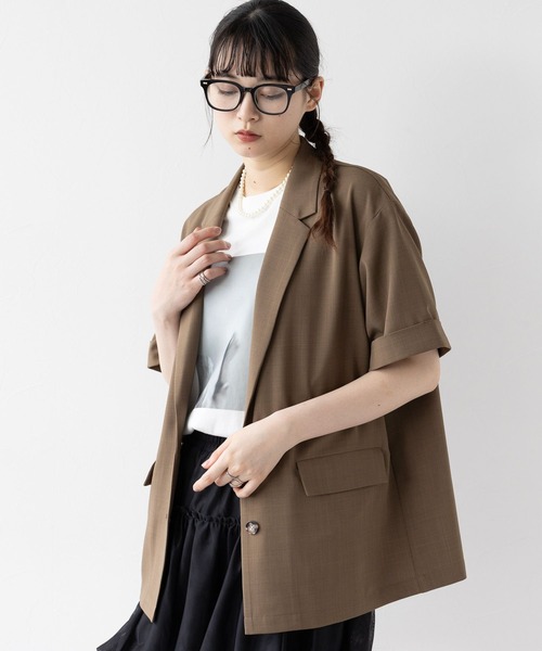 RAGEBLUE（レイジブルー）の「ハーフスリーブルーズジャケット/セットアップ対応（テーラードジャケット・レディース・ブラック/グレー系/ブラウン/イエロー系・FREE）」の13枚目の写真