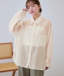 ロング丈シアーシャツ<大きいサイズ有>