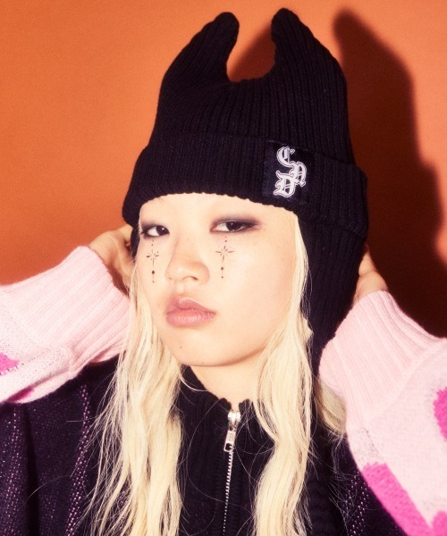 Candy Stripper（キャンディストリッパー）の「CND DEVIL ビーニー（ニットキャップ/ビーニー・レディース・アイボリー/ブラック・FREE）」の3枚目の写真