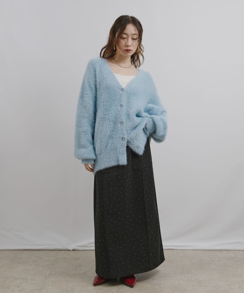 palm RICHE(ポームリシュ)の「フェザーヤーンカーディガン(カーディガン/ボレロ・レディース・サックスブルー/ブラック/オフホワイト/グレー/イエロー・M)」の17枚目の写真