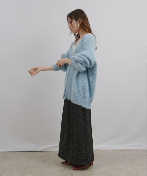 palm RICHE(ポームリシュ)の「フェザーヤーンカーディガン(カーディガン/ボレロ・レディース・サックスブルー/ブラック/オフホワイト/グレー/イエロー・M)」の20枚目の写真