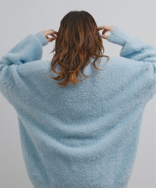 palm RICHE(ポームリシュ)の「フェザーヤーンカーディガン(カーディガン/ボレロ・レディース・サックスブルー/ブラック/オフホワイト/グレー/イエロー・M)」の16枚目の写真