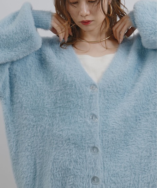Stone  水色カーディガン フェザーヤーンカーディガン Palm Riche│Eimee Law & LHELBIE 公式