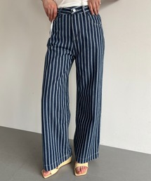 春夏秋冬大活躍♡ゆったりデニムパンツ ストライプ模様 お出かけや普段着に最適 osharewalker ボトムス レディース オールシーズン 春夏秋冬
