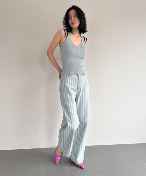 FUULLY STUDIO（フーリィーステューディオ）の「ストライプデニムパンツ（デニムパンツ・レディース・ライトブルー/ブルー・SMALL/MEDIUM）」の17枚目の写真