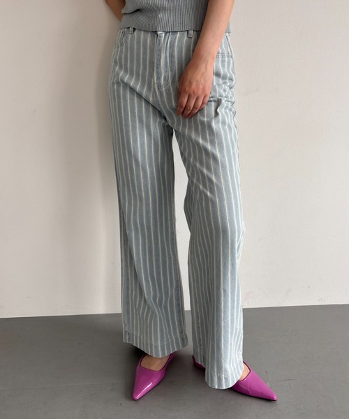 FUULLY STUDIO（フーリィーステューディオ）の「ストライプデニムパンツ（デニムパンツ・レディース・ライトブルー/ブルー・SMALL/MEDIUM）」の12枚目の写真
