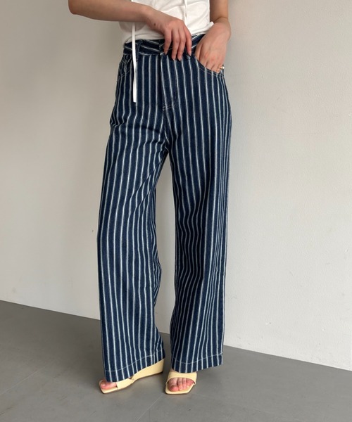 FUULLY STUDIO（フーリィーステューディオ）の「ストライプデニムパンツ（デニムパンツ・レディース・ライトブルー/ブルー・SMALL/MEDIUM）」の19枚目の写真