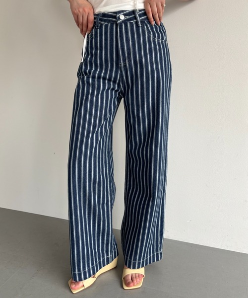 FUULLY STUDIO（フーリィーステューディオ）の「ストライプデニムパンツ（デニムパンツ・レディース・ライトブルー/ブルー・SMALL/MEDIUM）」の4枚目の写真