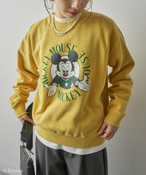GOOD ROCK SPEED（グッドロックスピード）の「【GOOD ROCK SPEED】Disney / Mickey Mouse ミッキーマウス / ヴィンテージライク クルーネックスウェット（スウェット・レディース・イエロー/アッシュ/チャコールグレー・FREE）」の3枚目の写真