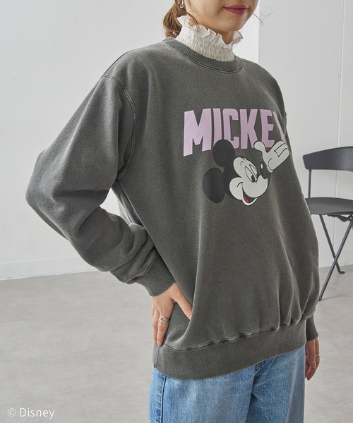 GOOD ROCK SPEED（グッドロックスピード）の「【GOOD ROCK SPEED】Disney / Mickey Mouse ミッキーマウス / ヴィンテージライク クルーネックスウェット（スウェット・レディース・イエロー/アッシュ/チャコールグレー・FREE）」の10枚目の写真
