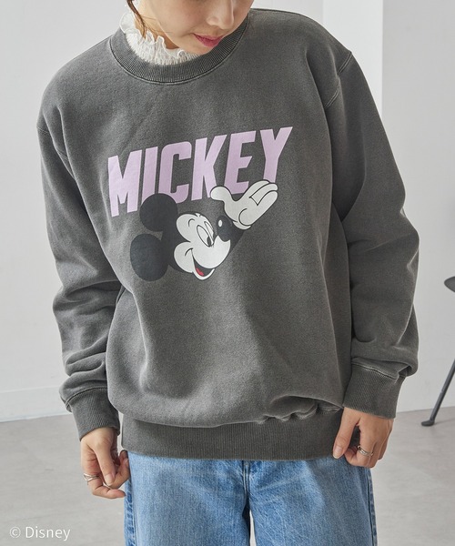 GOOD ROCK SPEED（グッドロックスピード）の「【GOOD ROCK SPEED】Disney / Mickey Mouse ミッキーマウス / ヴィンテージライク クルーネックスウェット（スウェット・レディース・イエロー/アッシュ/チャコールグレー・FREE）」の9枚目の写真