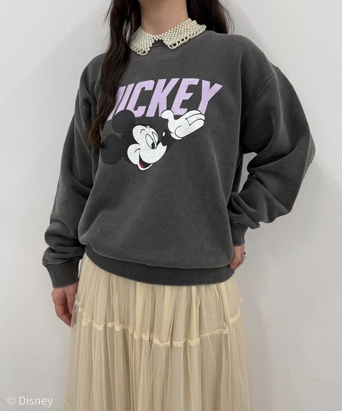 GOOD ROCK SPEED（グッドロックスピード）の「【GOOD ROCK SPEED】Disney / Mickey Mouse ミッキーマウス / ヴィンテージライク クルーネックスウェット（スウェット・レディース・イエロー/アッシュ/チャコールグレー・FREE）」の13枚目の写真