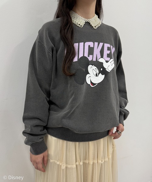 GOOD ROCK SPEED（グッドロックスピード）の「【GOOD ROCK SPEED】Disney / Mickey Mouse ミッキーマウス / ヴィンテージライク クルーネックスウェット（スウェット・レディース・イエロー/アッシュ/チャコールグレー・FREE）」の14枚目の写真
