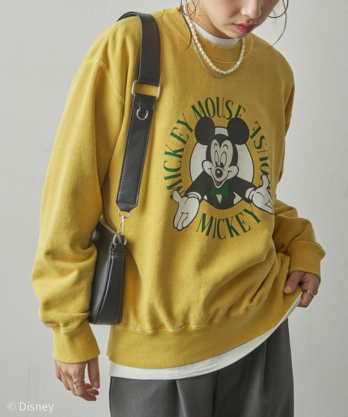 GOOD ROCK SPEED（グッドロックスピード）の「【GOOD ROCK SPEED】Disney / Mickey Mouse ミッキーマウス / ヴィンテージライク クルーネックスウェット（スウェット・レディース・イエロー/アッシュ/チャコールグレー・FREE）」の22枚目の写真
