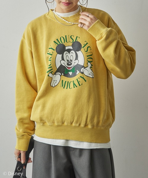 GOOD ROCK SPEED（グッドロックスピード）の「【GOOD ROCK SPEED】Disney / Mickey Mouse ミッキーマウス / ヴィンテージライク クルーネックスウェット（スウェット・レディース・イエロー/アッシュ/チャコールグレー・FREE）」の21枚目の写真